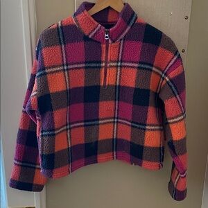 American Eagle Colorful Plaid Fleece Jacket XS